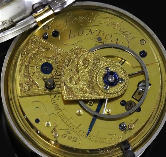 Morris Tobias, London, a George III silver pair-cased keywind rack lever pocket watch, No. 992, Patent,